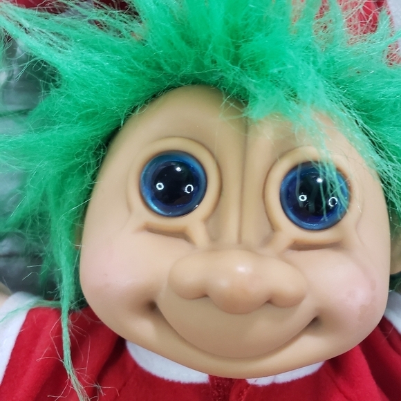 Russ Troll Doll Jangles Christmas Blue Eyes Green Hair 12 Inch - Picture 2 of 12